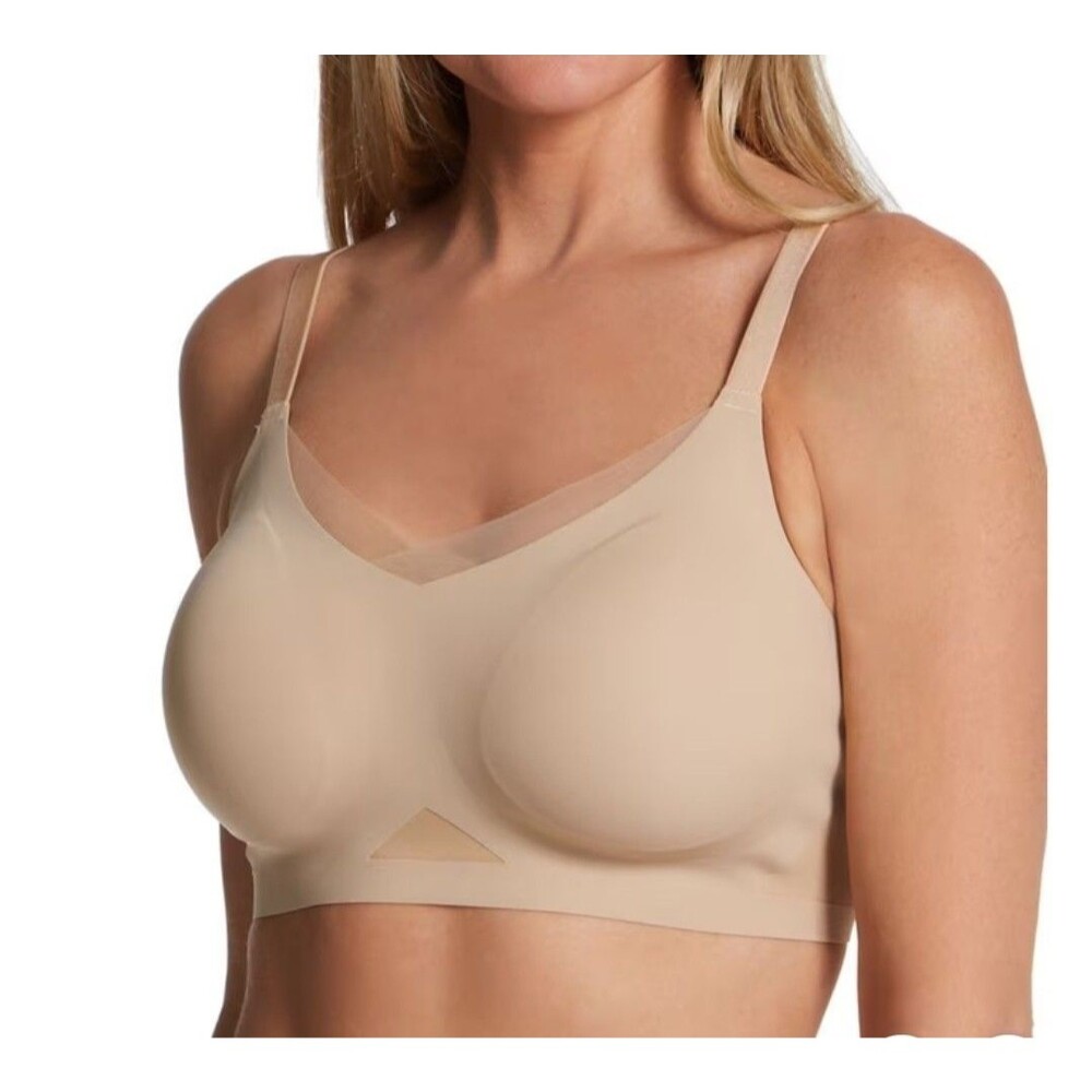 Honeylove XL Bra Tan Beige Crossover Wireless Back Closure Light Pads